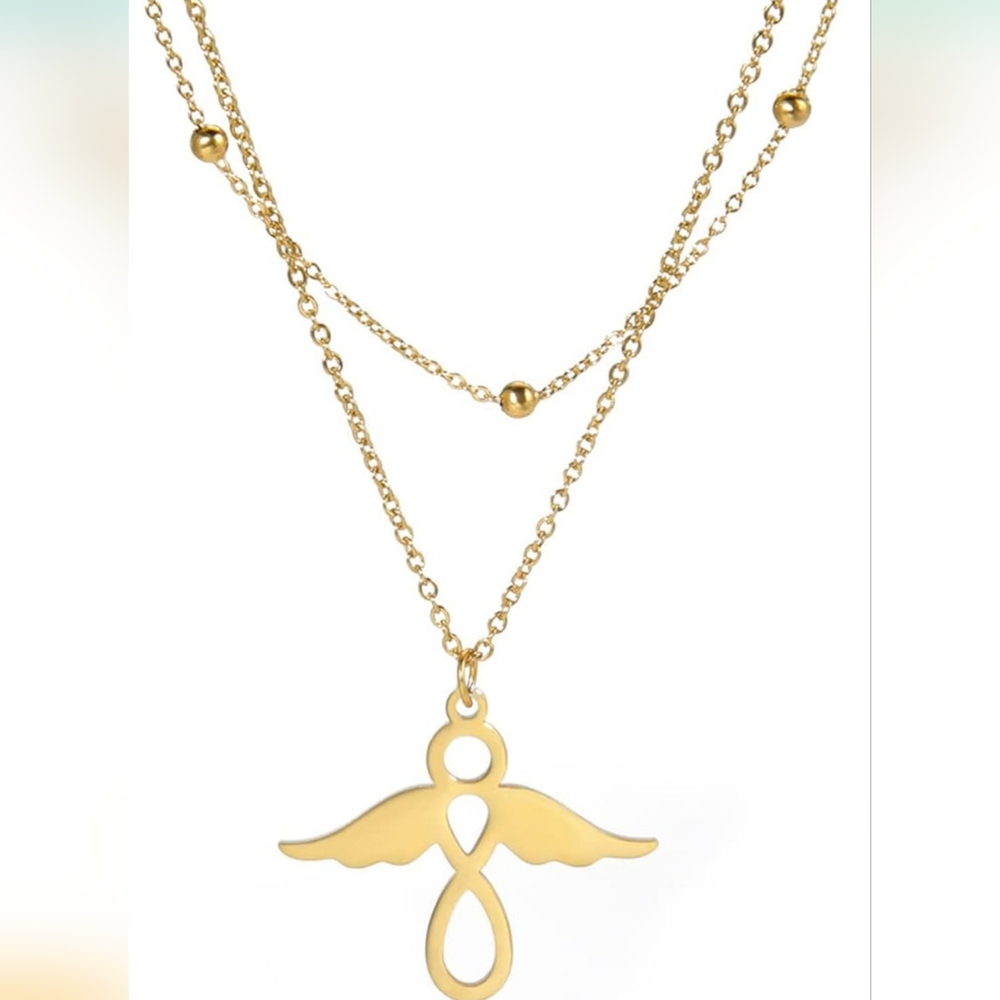 NEW STAINLESS STEEL GUARDIAN ANGLE NECKLACE